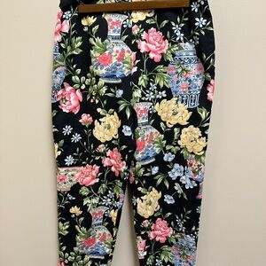 Talbots Black Floral Pants